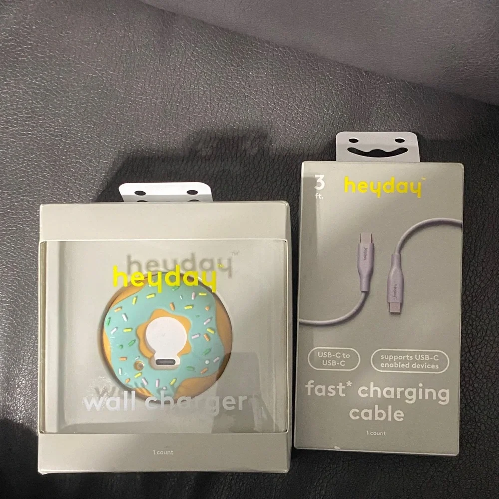 heyday Donut Wall Charger with Fast Charging Cable - Teal and Gray